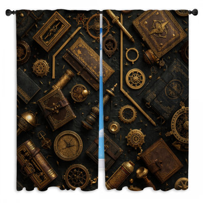 Steampunk Accessories Collection Window Curtains Steampunk Sheer & Room Darkening - 2 Panels