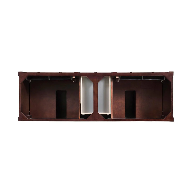 Meuble-lavabo double l 72 po Dussault, Acajou bruni, Blanc Zeus, Trou unique