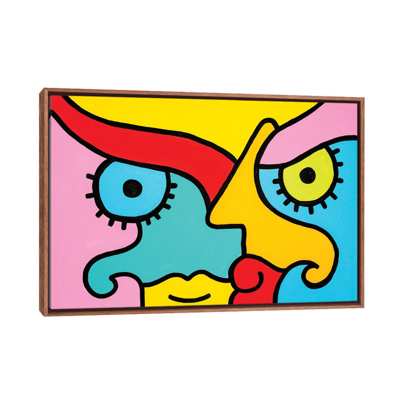 Thinking by Billy The Artist - Print on Canvas, 152.5 cm H x 101.5 cm W, Classic Brown Wood Framed