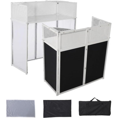 Black Heavy‑Duty Foldable Portable DJ Booth, Sturdy Iron Metal Frame for Party & Event Use