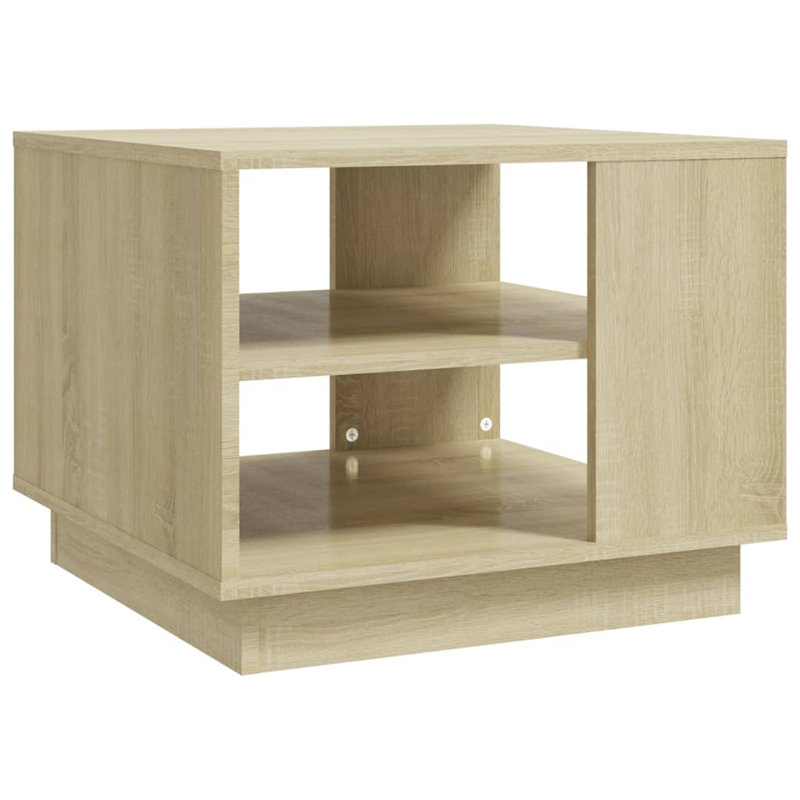 Glass End Table with Storage, White, 21.7"x21.7"x16.9"