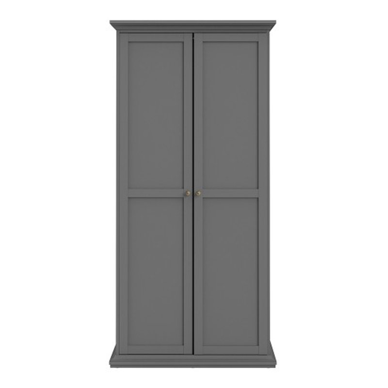 Woodburn 2 Door Manufactured Wood Wardrobe, Matte Grey