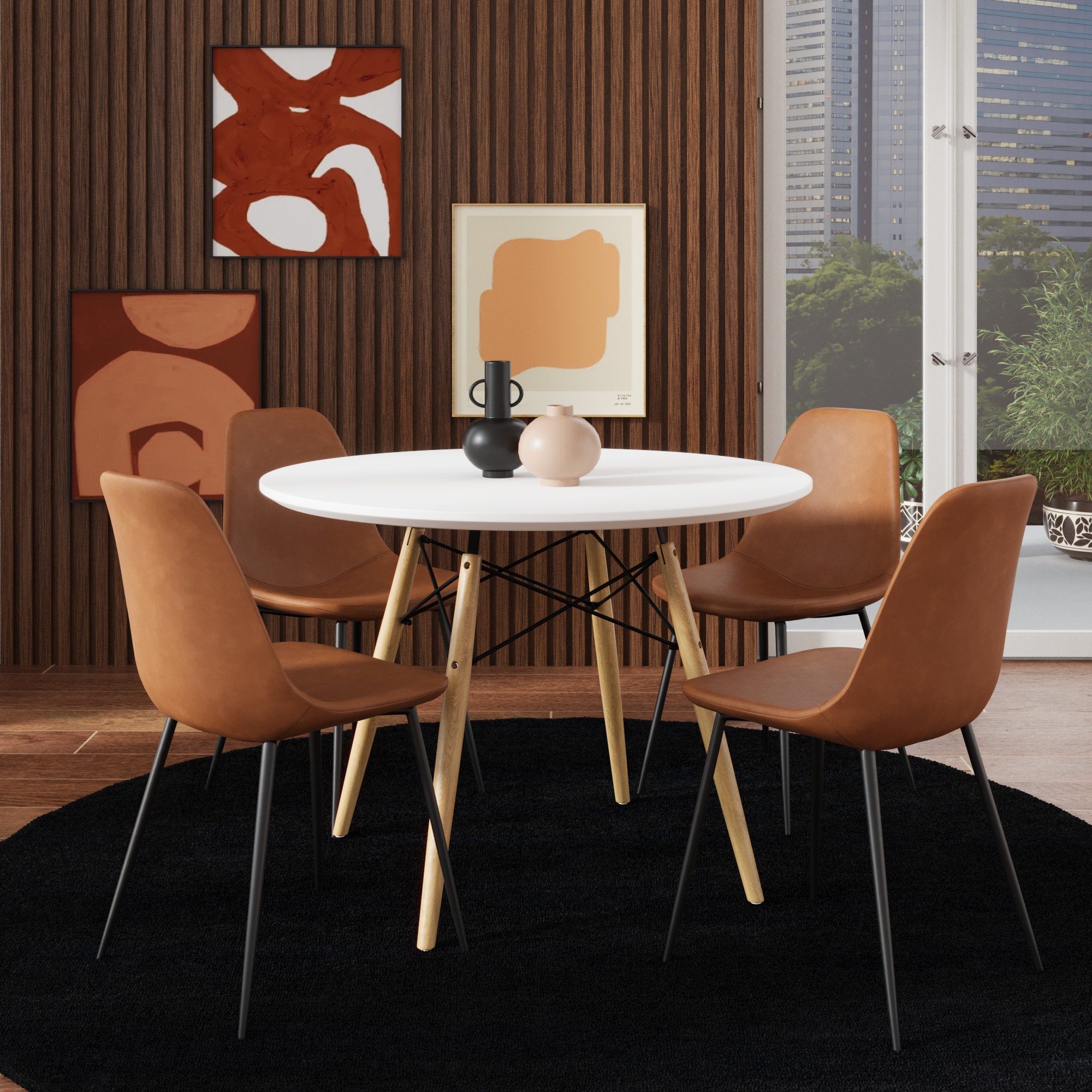 Kody Vegan Leather Side Chair, Saddle Vegan Leather