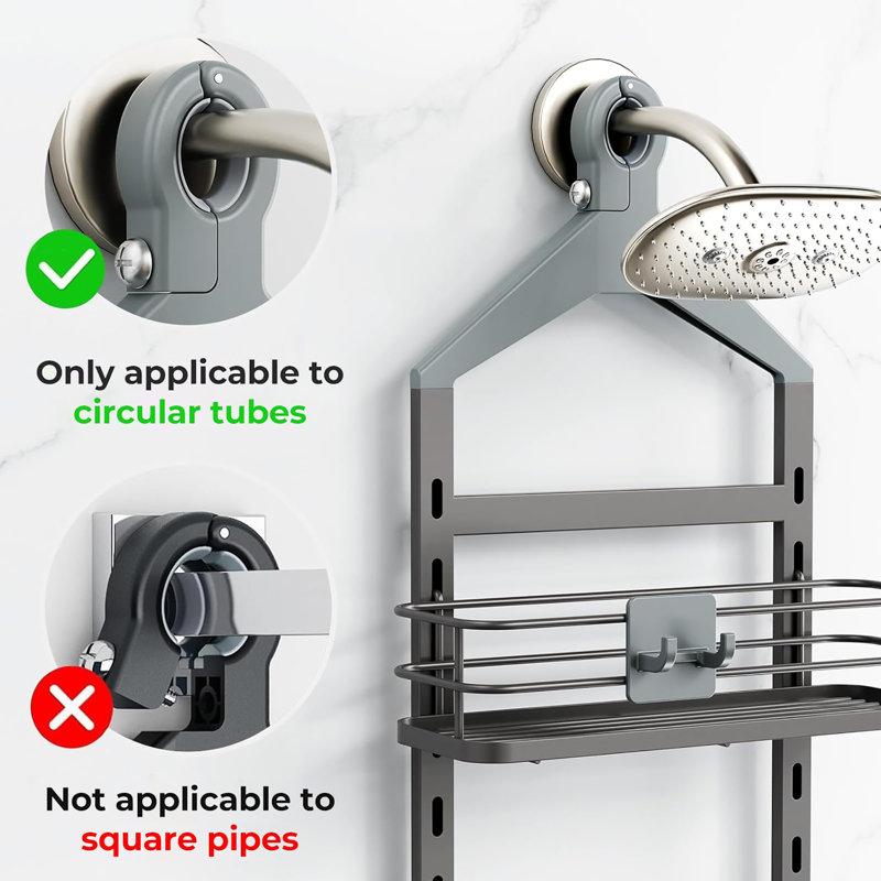 Capacité maximale et suspension stable, hauteur de 3 niveaux - panier de douche réglable, Gris