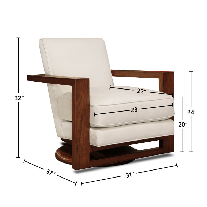 Monroe Leather Swivel Armchair, Snowflake (Soft Touch), Espresso