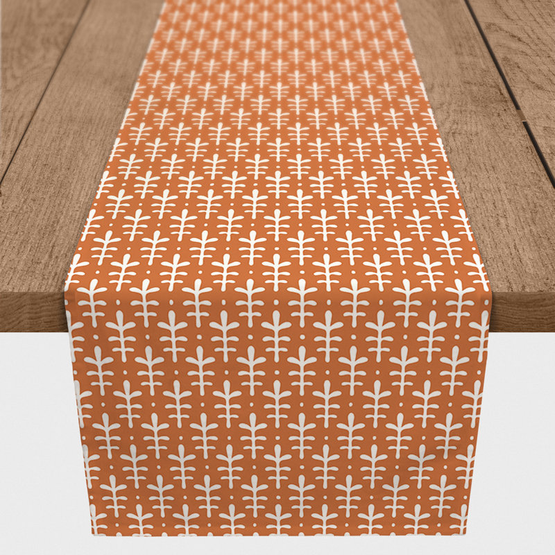 Chelene Rectangle Striped Polyester Table Runner, 16" D x 90" L, Orange, Botanical