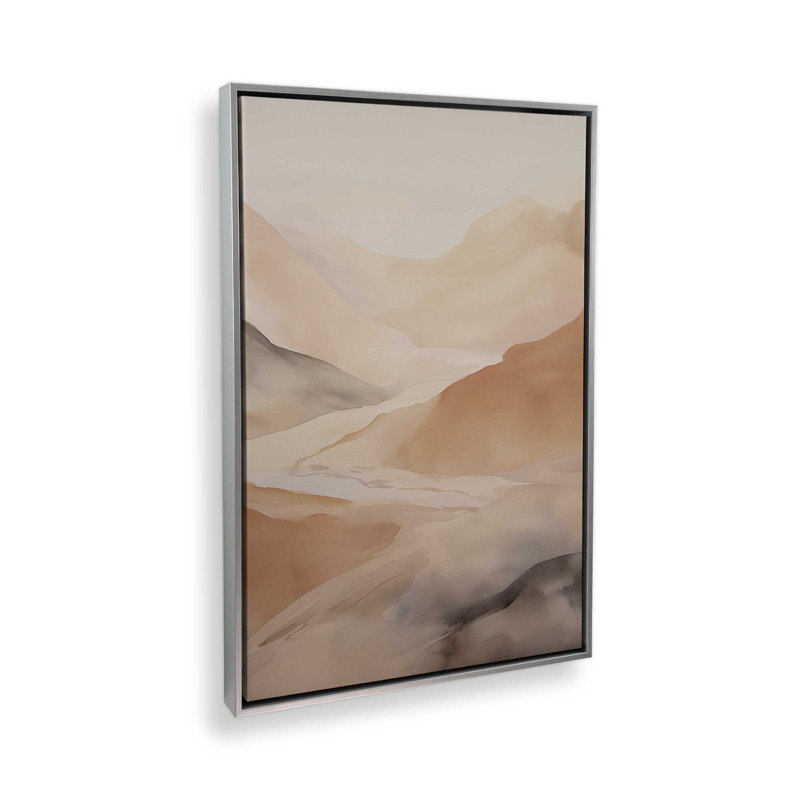 «Grey Skies and Copper Peaks», reproduction sur toile, Cadre flottant en chrome poli, H 48,75 po x l 32,75 po x P 1,75 po