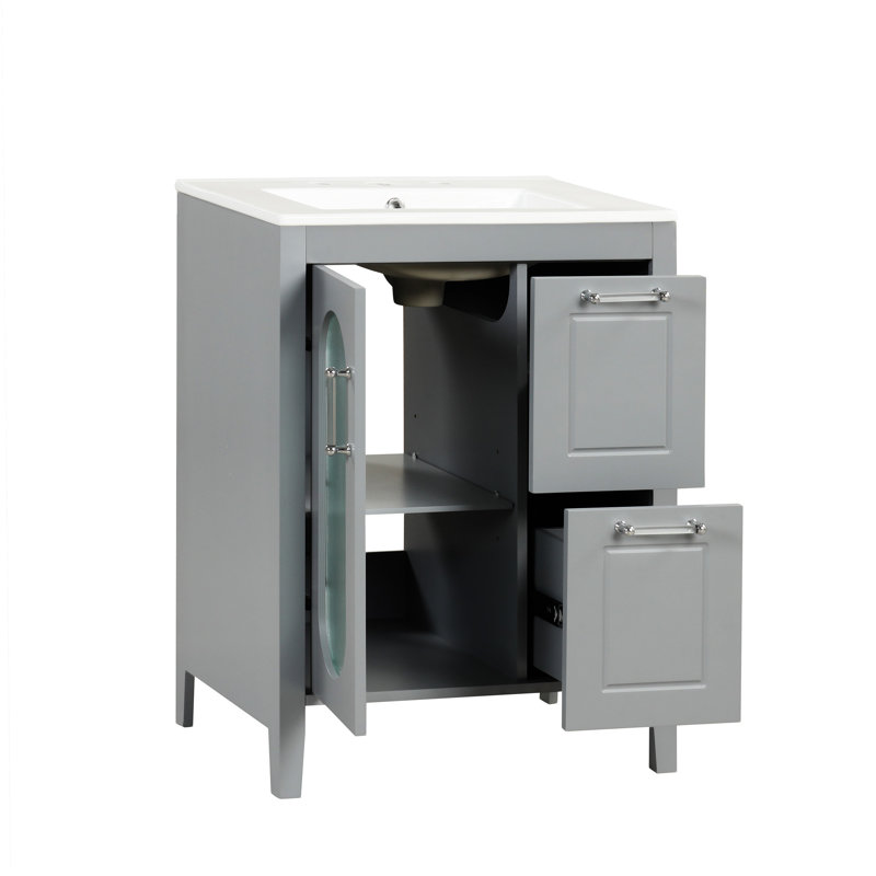 24" Bathroom Vanity With Sink, Gris