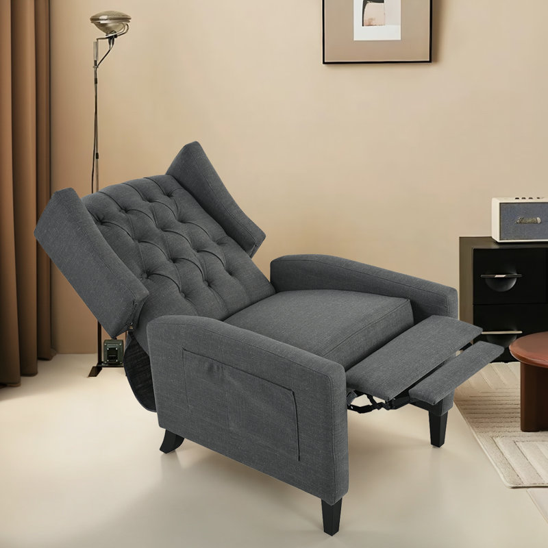 Fauteuil inclinable réglable à oreilles avec design capitonné | Table d'appoint pliable à chargement USB et peu encombrante USB