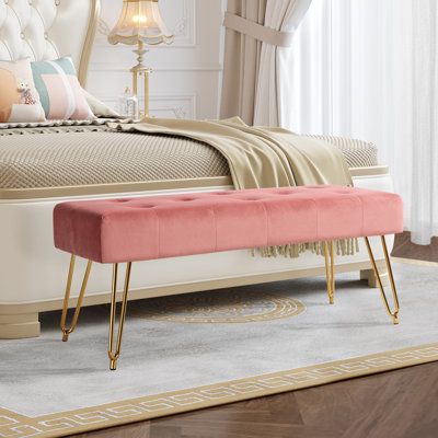 Banc rembourré en velours Saichi