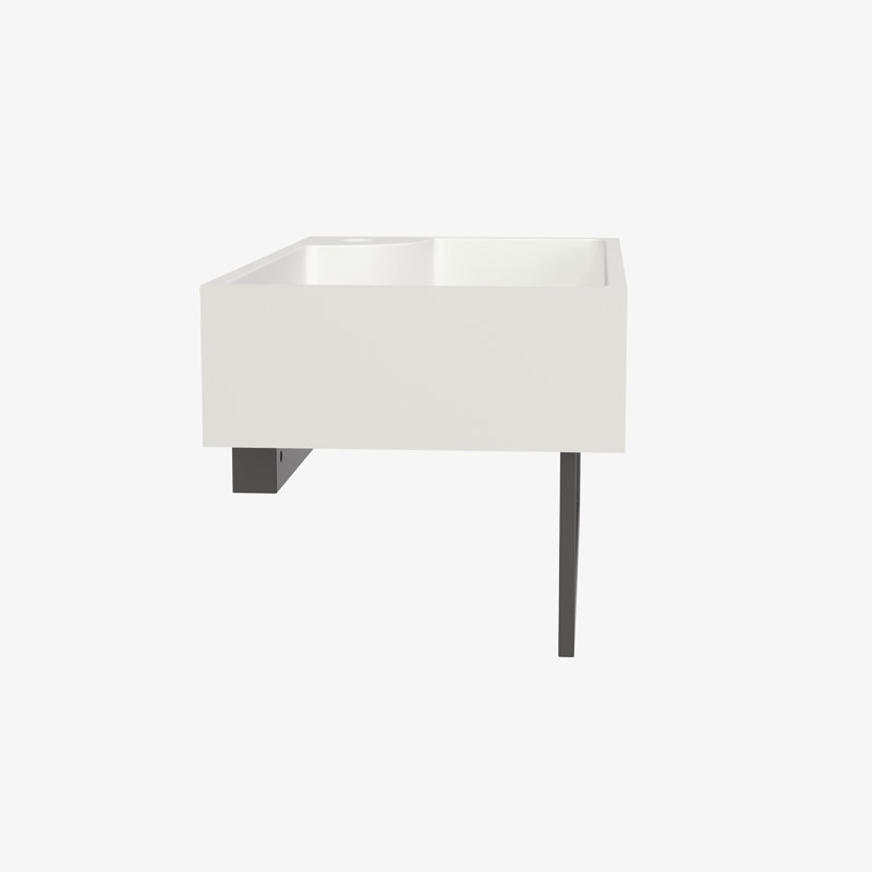 CASAINC Rectangular Wall Mounted Solid Surface Stone Bathroom Sink with Towel Rack