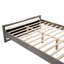 Grand lit avec structure en bois gris et revêtement Boucle, lattes solides, parfait pour le soutien général, tissu de la taille de la décoration de la chambre à coucher, structure, répartition uniforme du poids, mise à niveau