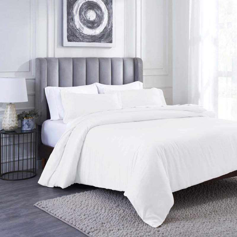 100% Modal From Beechwood Duvet Cover Set, Queen Duvet Cover + 2 Standard Pillowcases, White