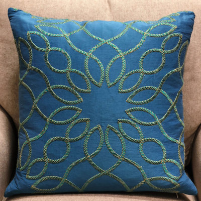 Calico Island Geometric Silk Reversible Throw Pillow