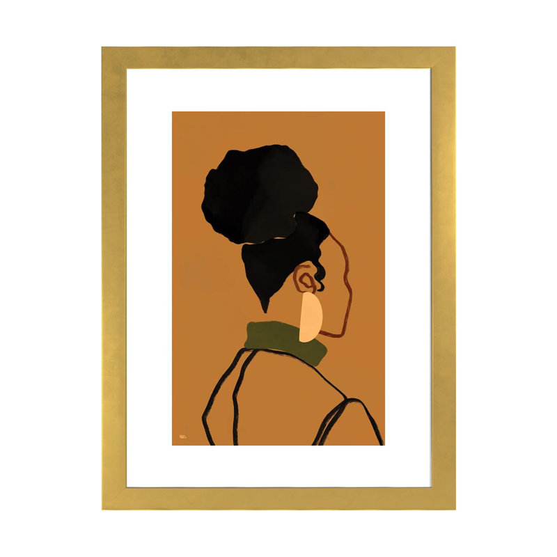 Gina par Bria Nicole-impression d’art graphique, H 24 po x l 16 po x P 1 po, Papier encadré doré, Blanc