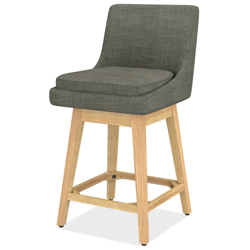 Tabouret de bar et de comptoir pivotant avec cadre en bois massif Honya (ensemble de 4), Gris, 4
