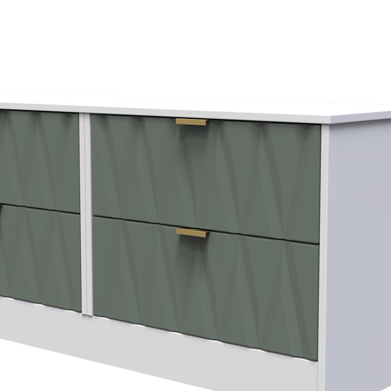 Besmir 4 Drawer Bed Box (Ready Assembled), Reed Green/White