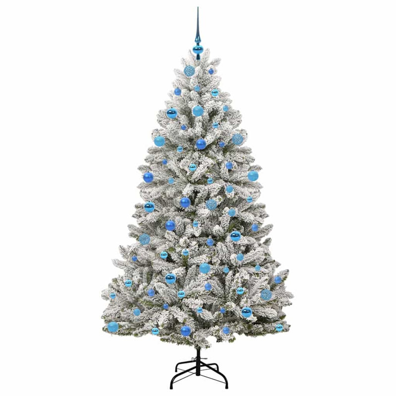 Artificial Christmas Tree Green and White PVC and Metal, 5.91 ft