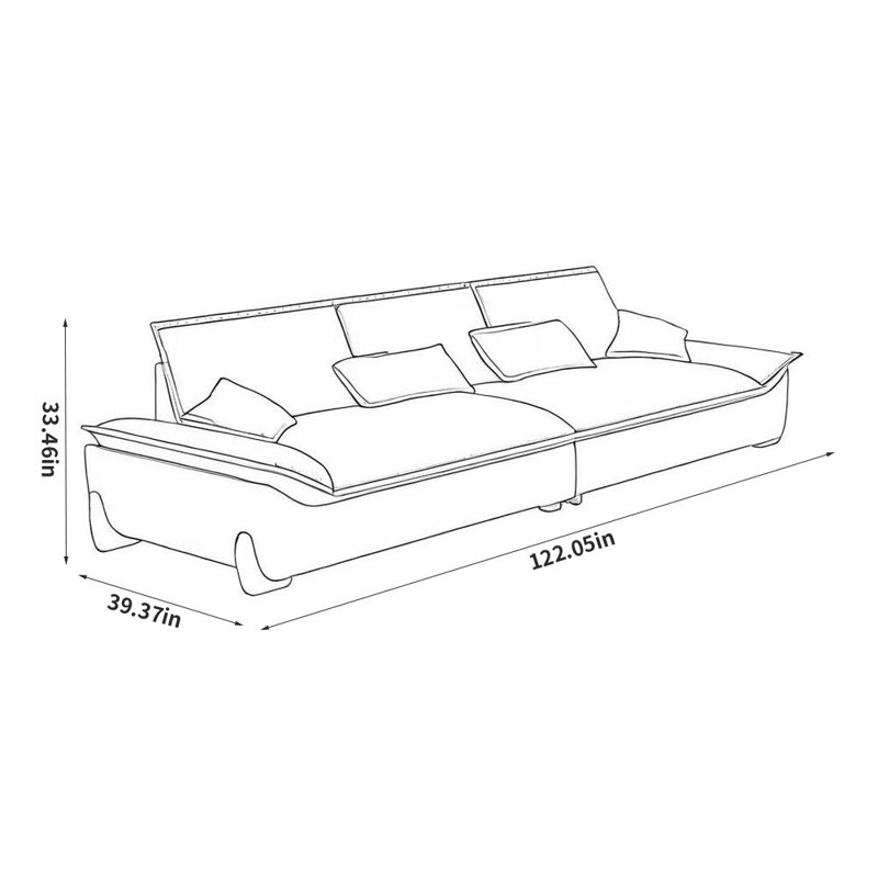 Canapé simple en similicuir, H 33,46 po x l 122,05 po x P 39,37 po, 4, Blanc cassé