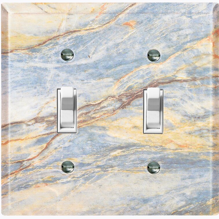 WorldAcc Metal Light Switch Plate Outlet Cover (Marble Blue Print 5 ...