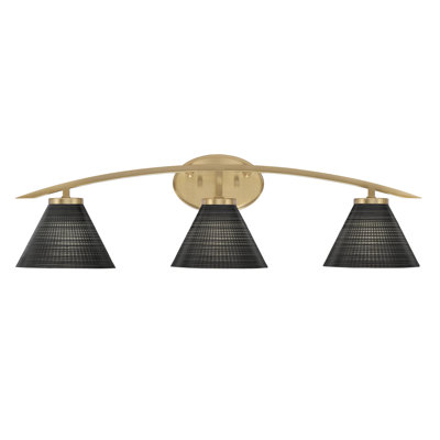 Kurve 3 Light Bath Bar With 7" Matrix Glass