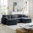 Oversized Modular Cushioned Sofa With Conversible Ottoman-115842505-106554201
