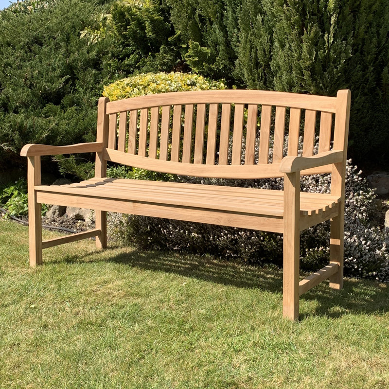 Novella Solid Wood Teak Outdoor Bench, 226.6cm H x 156cm W x 60cm D