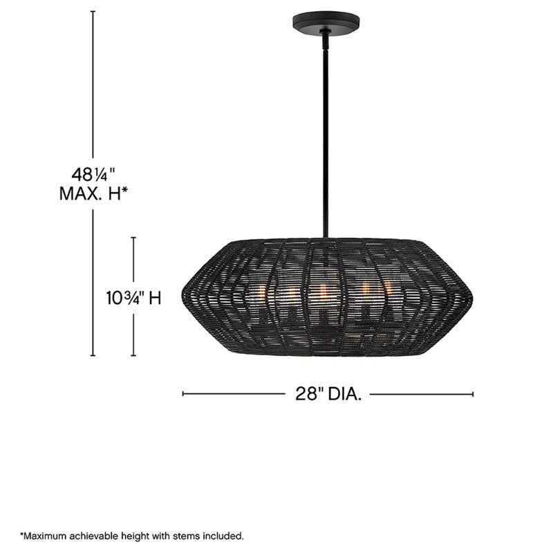Luca 5 - Light Outdoor Chandelier, Black