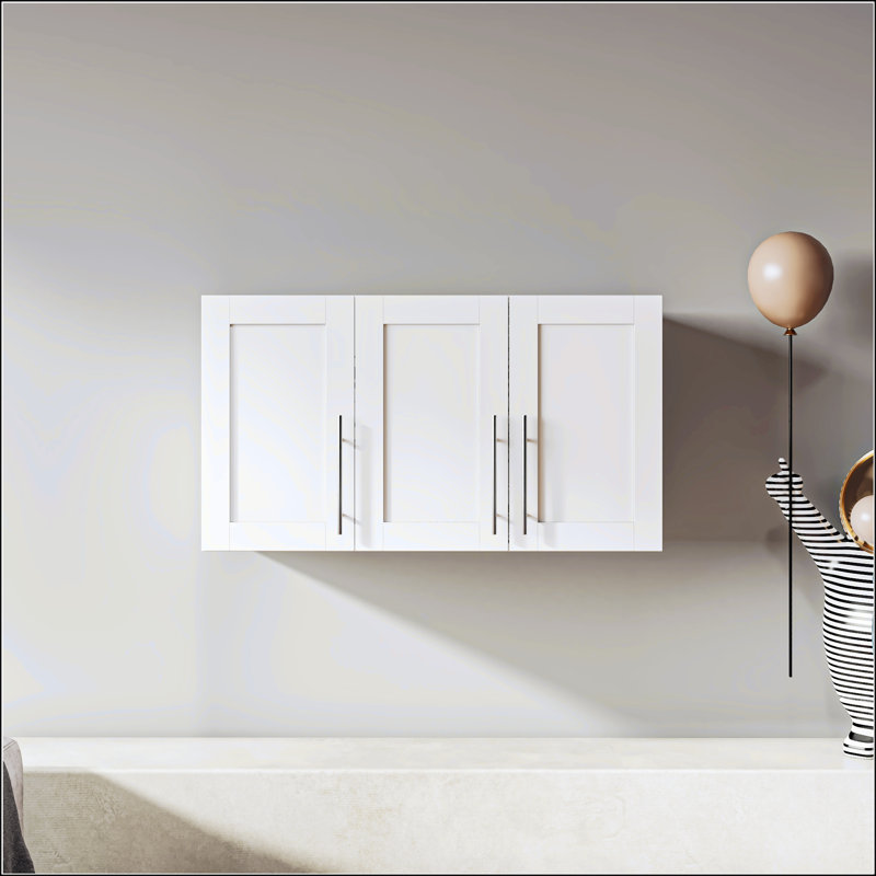 Stackable Wall Mounted Wooden Storage Cabinet, 15.75"D x 35.43"W x 19.69"H, Adjustable Shelves, Multi-use Side Buffet Cabinet