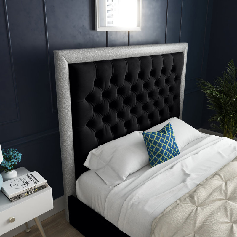Cheltenham Bed With Headboard - Super King - 6Ft - Blue, Double (4'6"), Black
