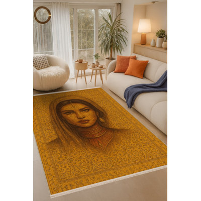 Tapis orange tissé lavable Mosso