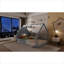 Lit plateforme plateforme en bois massif gris neutre avec fenêtre pour clôture pour chambre d'enfant