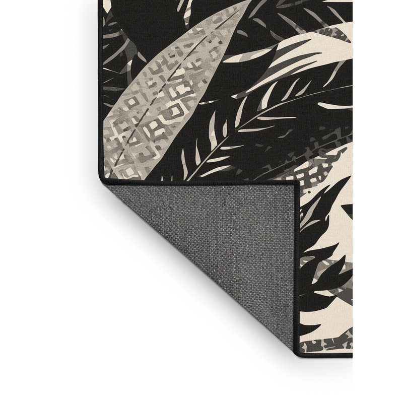 Tapis marocain doux et moelleux d'inspiration mondiale Olivet - reliure noire, Rond 6 pi