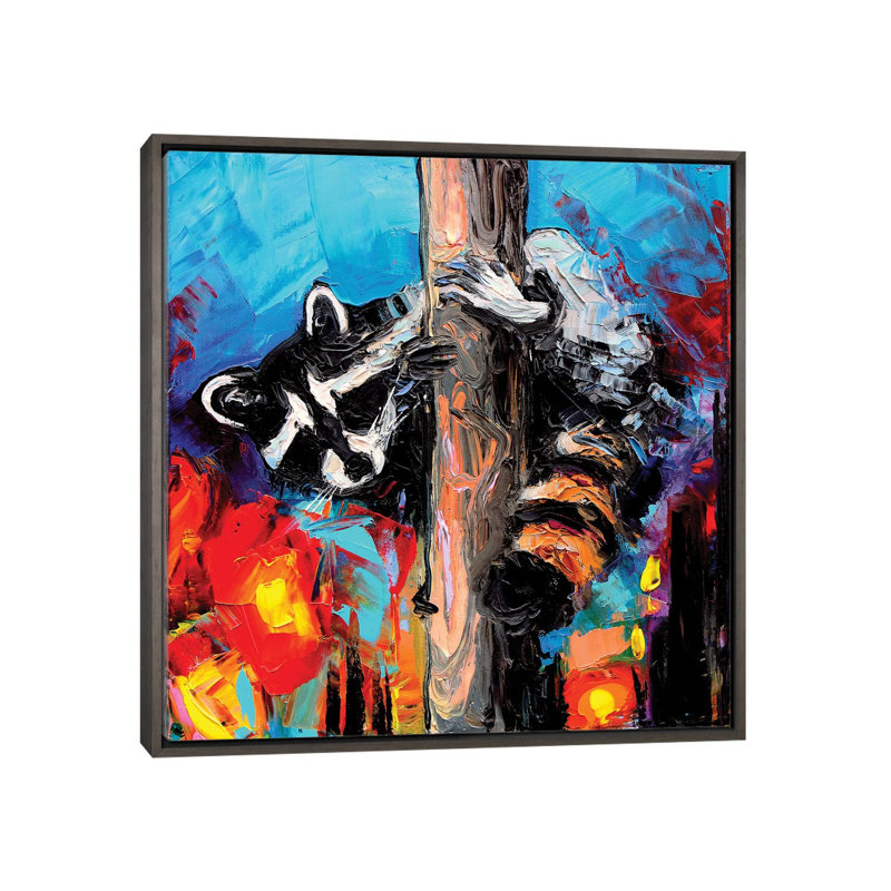 "Night Watchman" par aja Trèves, reproduction d’art, Toile encadrée de bois rustique foncé, Pas de tapis
