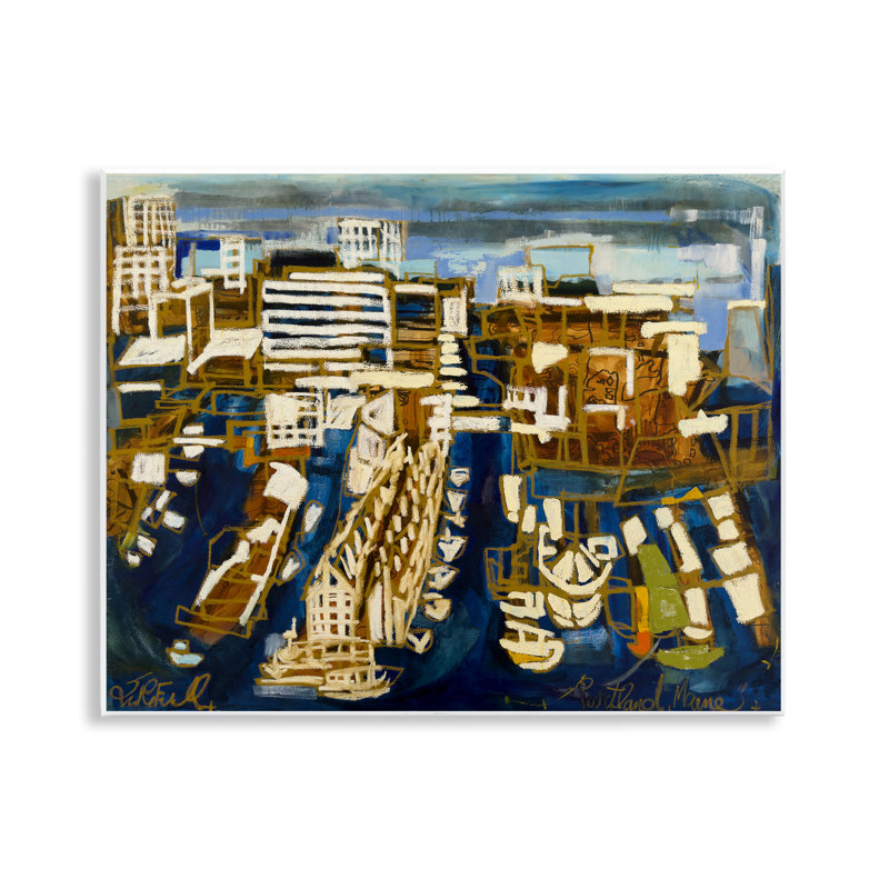 Plaque murale audacieuse, paysage urbain abstrait, design par Erin McGee Ferrell