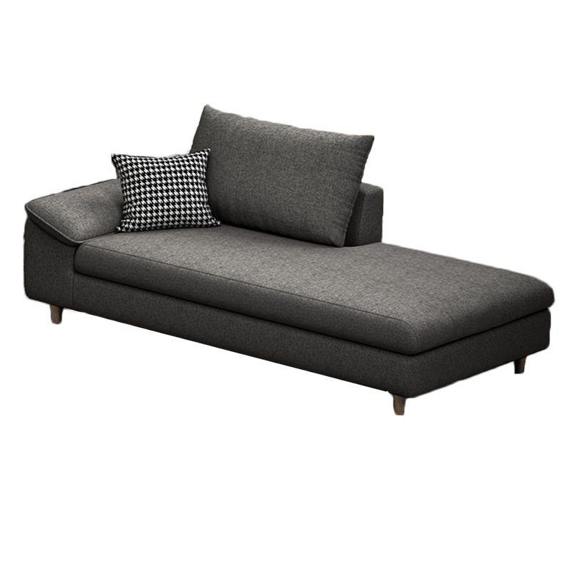 Chaise longue rembourrée Mayvis, Chaise longue à accoudoir gauche, Mélange de lin gris foncé