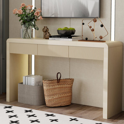 Console à tiroirs cannelés en bois massif avec abricot en bois massif Apricot