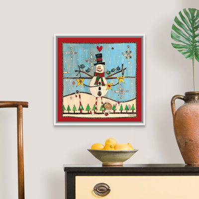 Bonhomme de neige fantaisiste - peinture sur toile tendue
