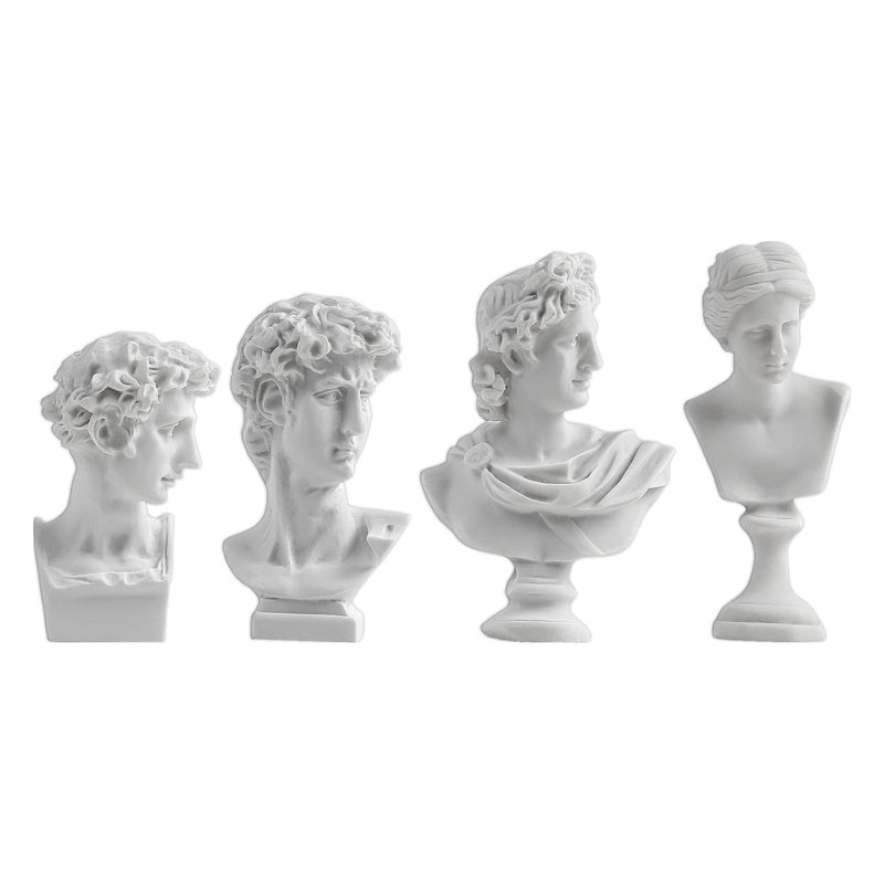 Ensemble de 4 mini statues en résine grecque, figurines David, Vénus et Apollon