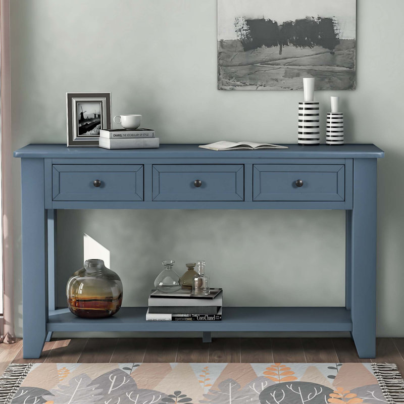 Crédence de rangement l 55,1 po Massud, Bleu