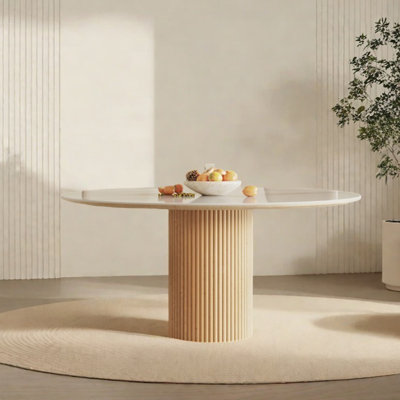 Minimalist round sintered stone dining table