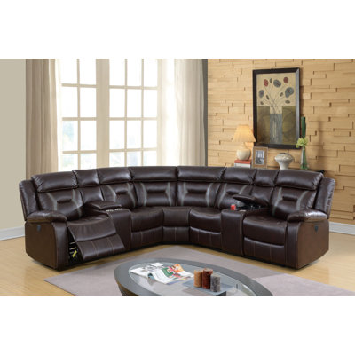 Faux Leather Reclining Curved Sectional Symmetrical