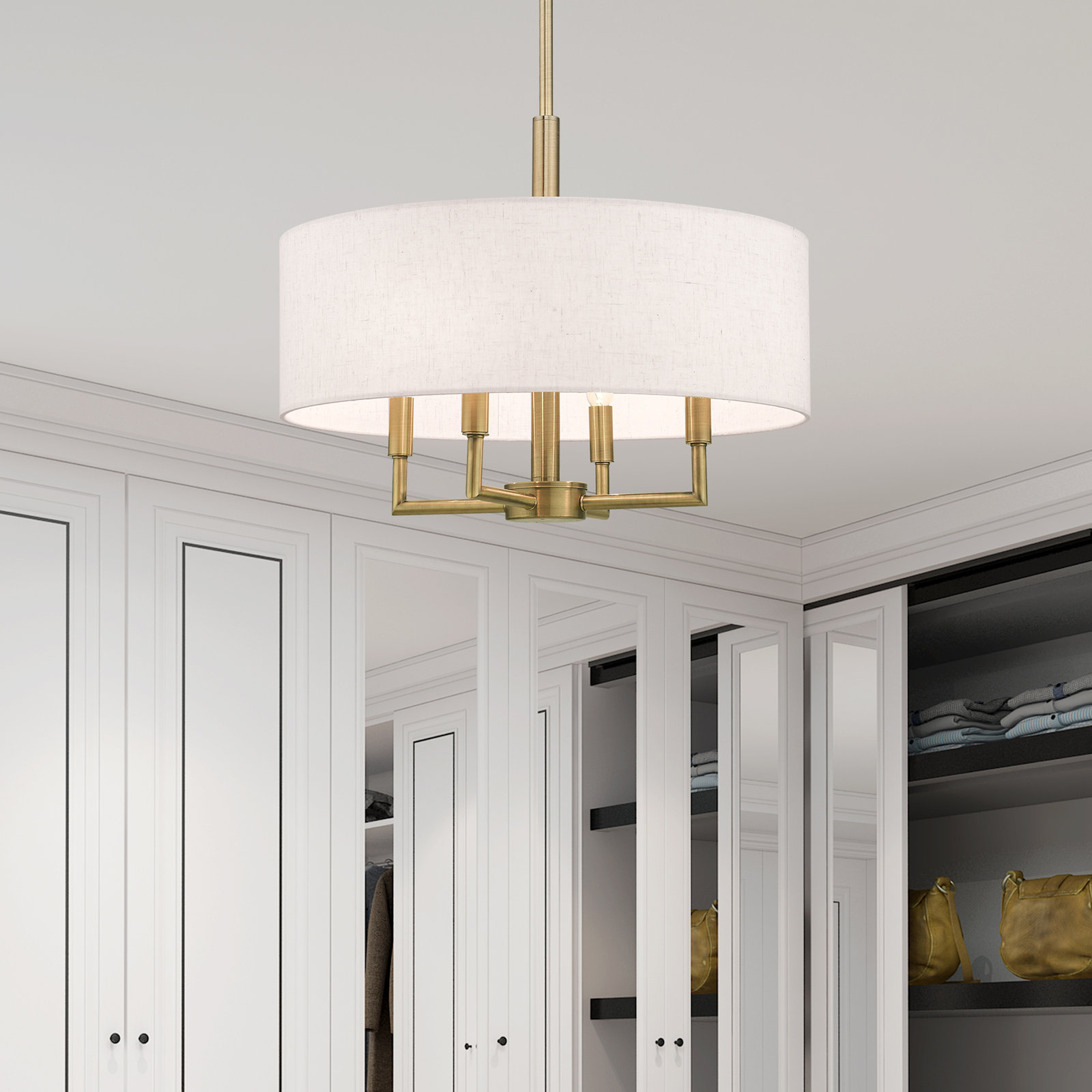 Flaire 4-Light Chandelier, Antique Brass