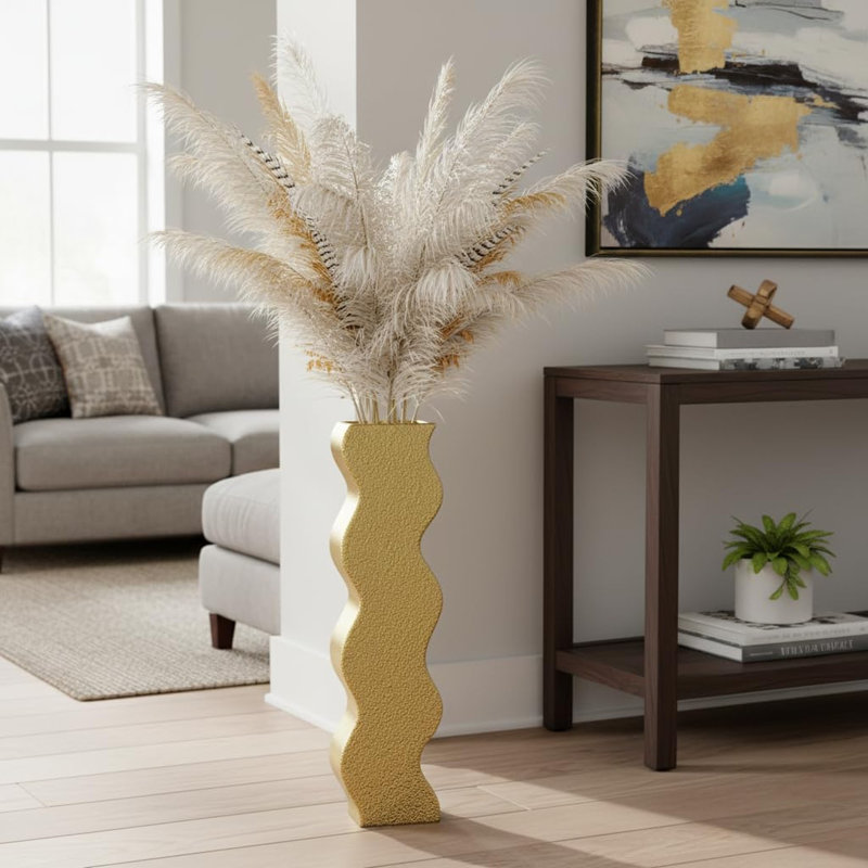 Vase de plancher Wave, Doré