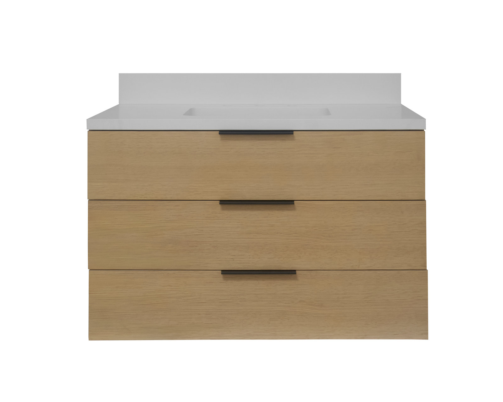 Mitchell 36'' Single Bathroom Vanity, Blonde Wood, Matte White Quartz