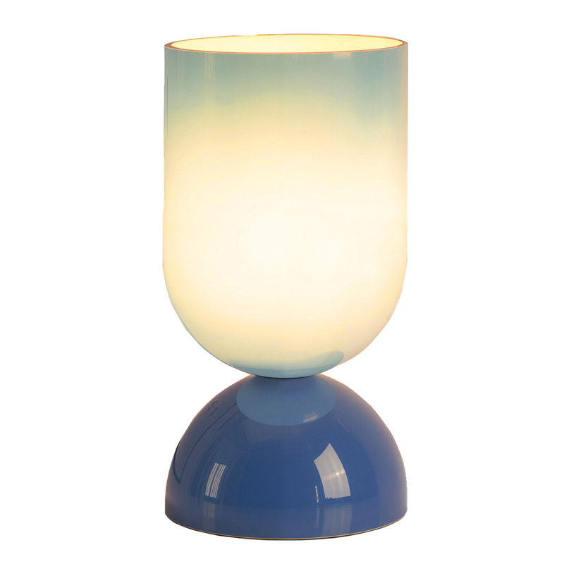 9" Modern Glass Table Lamp with E12 Base & In-Line On/Off Switch – Compact Accent Lighting for Bedroom or Living Room, Blue