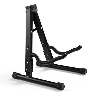 Folding Guitar Stand Floor A-Frame with Foam Arms Black Instrument Display Stand Universal Fit for Acoustic Guitars Banjo Electric Bass by Rebrilliant