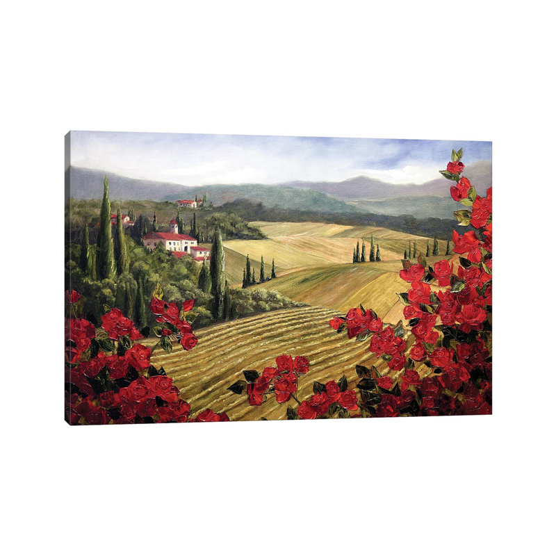 «Wild Roses» par Malenda Trick - peinture sur toile tendue, H 12 po x l 18 po x 1,5 po