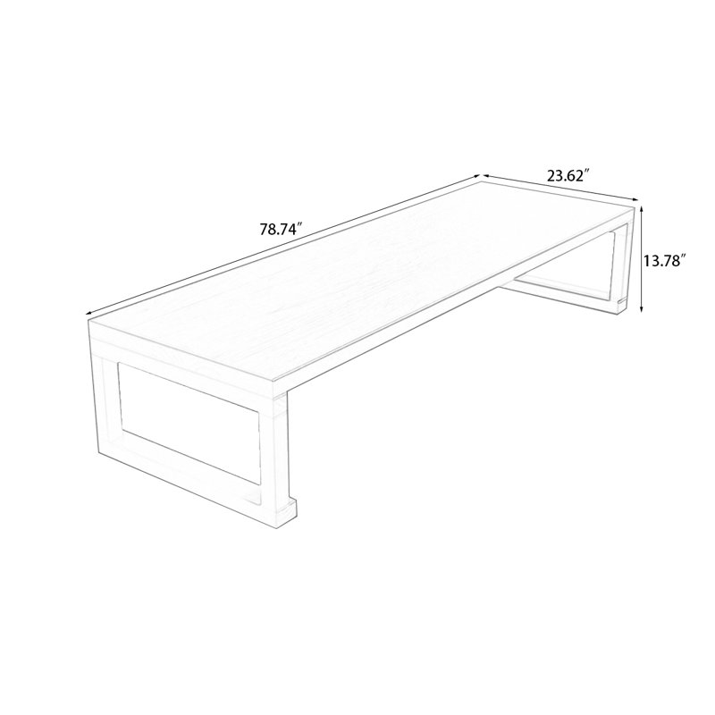 55.12" Brown Solid Wood Rectangular Coffee Table, 13.78" H x 78.74" L x 23.62" W