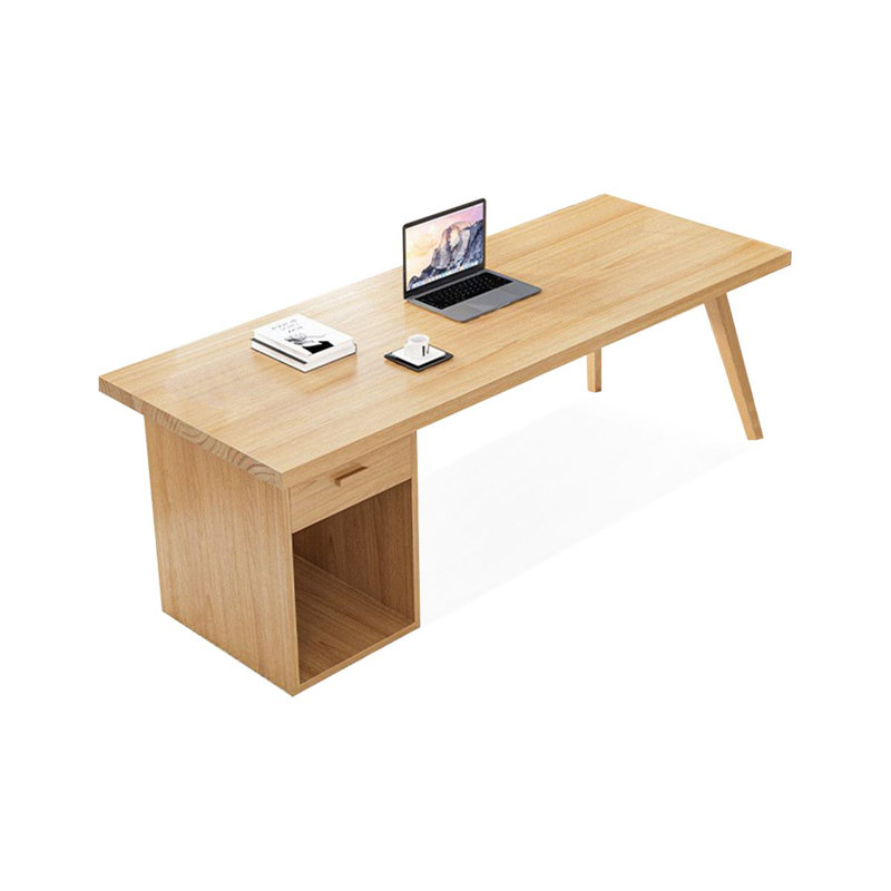 Bureaux rectangulaires en bois massif avec 1 tiroir, H 29,53 po x l 86,61 po x P 31,5 po, Orienté à gauche (vu de face)